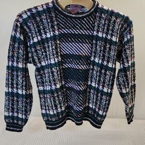 CONCRETE MIX Mens Retro Knit Sweater Long Sleeve Crew Neck Pullover Multicolored